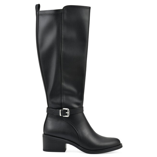 Custard Wide Calf Tall Shaft Riding Boot, BLACK, alternate image number null