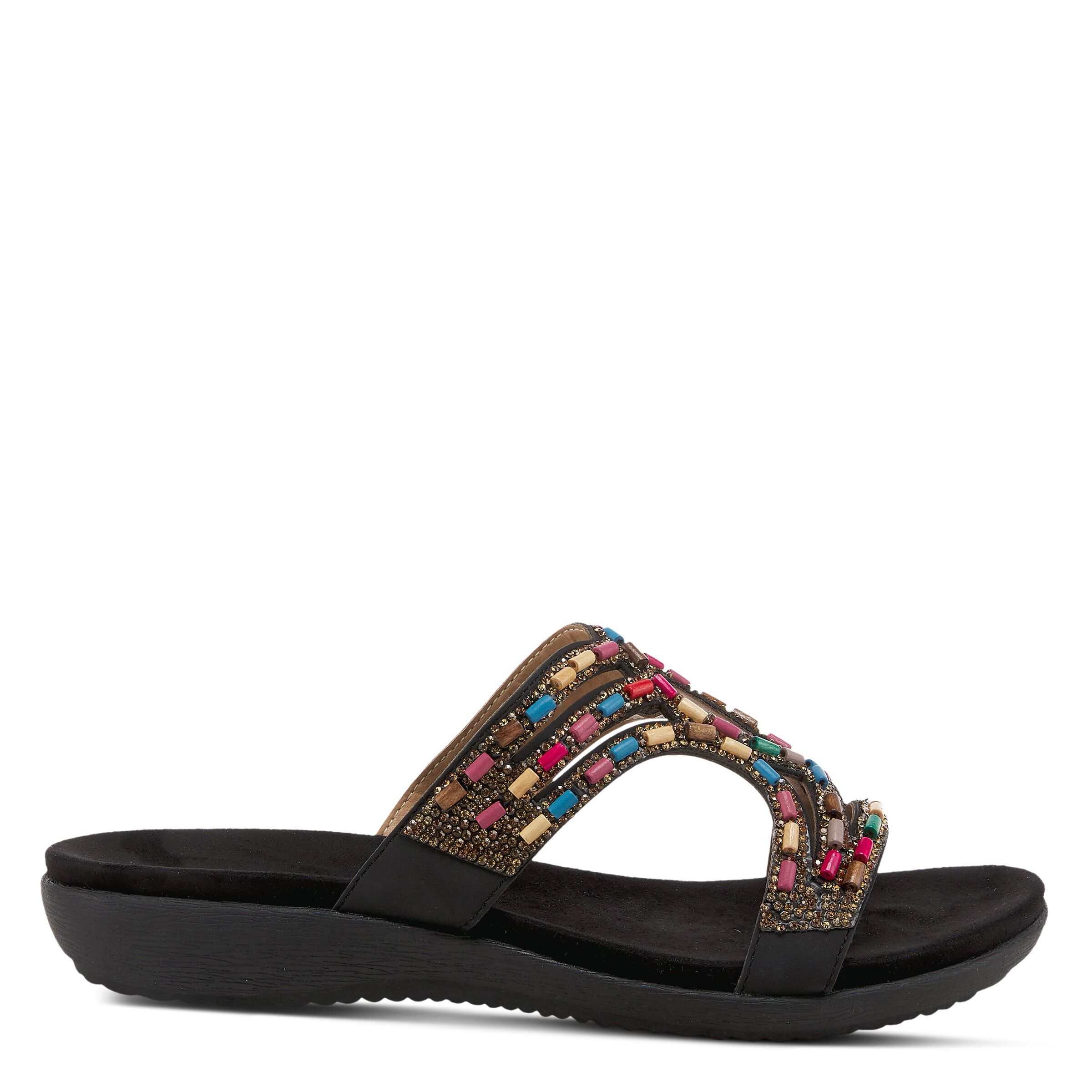 Twirling Slide Sandal, BLACK, alternate image number 4