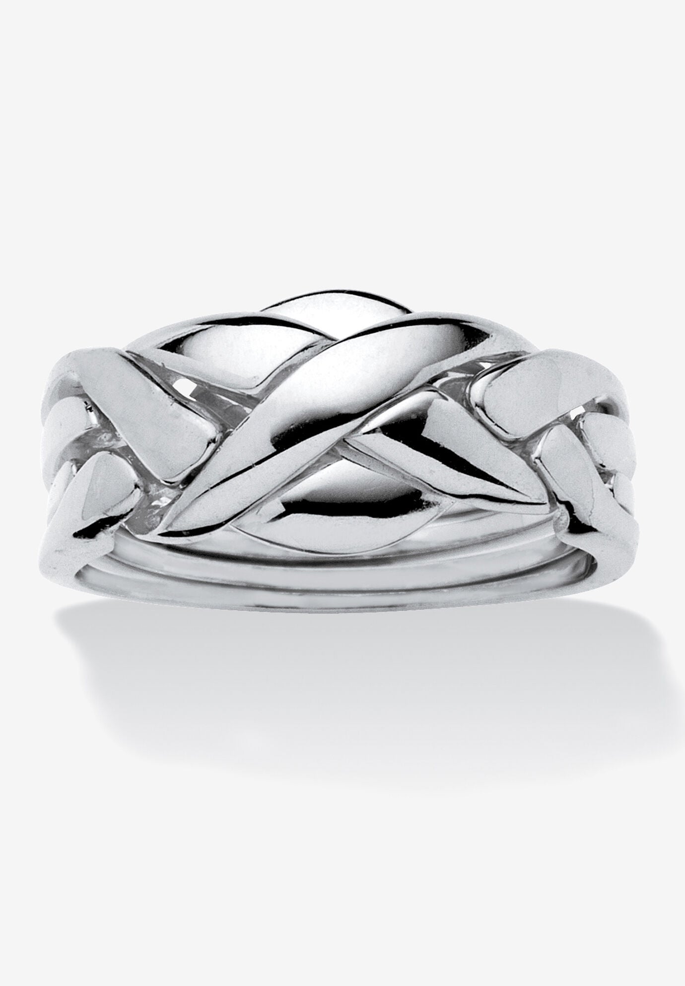 Platinum-Plated Commitment Symbol Puzzle Ring, SILVER, hi-res image number 0