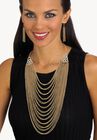 Gold Tone Waterfall 22" Necklace and Drop Earring Set, , alternate image number null
