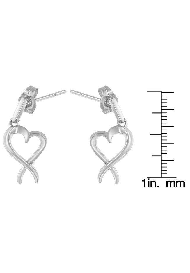 Sterling Silver Dangle-Heart Earrings, , alternate image number 4