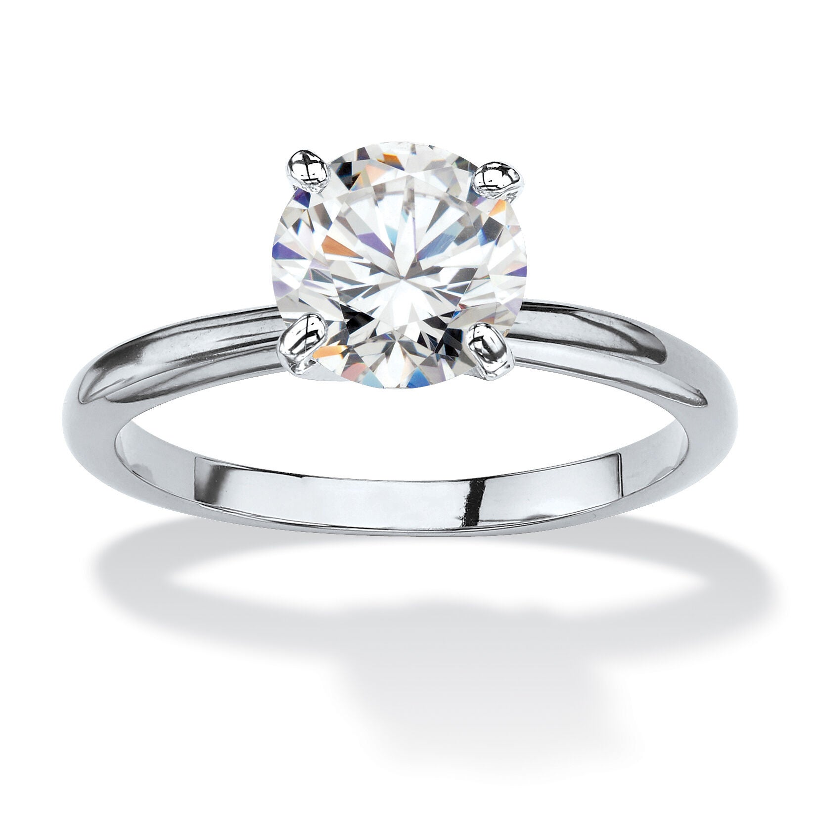 2.00 TCW Round Cubic Zirconia Solitaire Ring Platinum-Plated, WHITE, hi-res image number 0