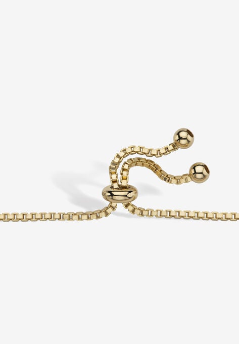 6.20 Cttw. Simulated Blue Sapphire And Cz Gold-Plated Bolo Bracelet 10", , on-hover image number null