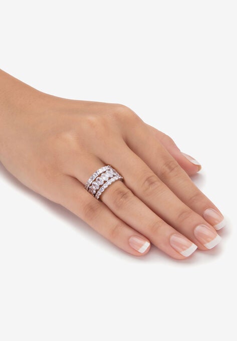Platinum Plated 3-Piece Stackable Engagement Ring, , alternate image number null