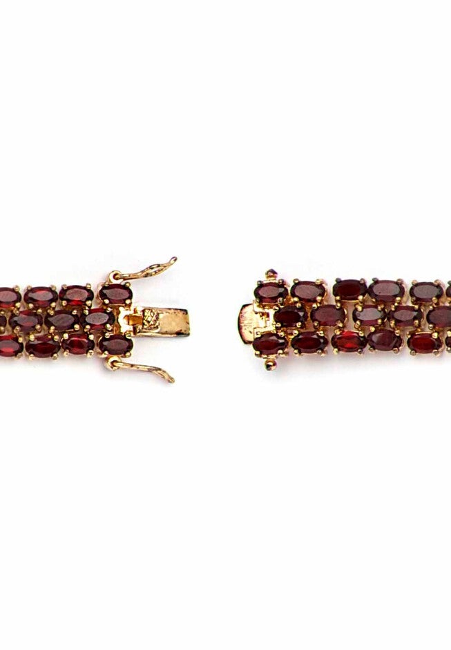 Gold & Sterling Silver Tennis Bracelet with Garnet, , on-hover image number null