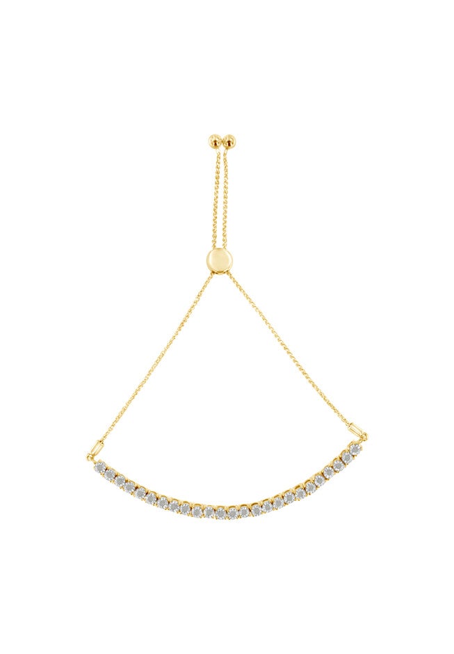 Yellow Gold Over Sterling Silver Miracleset Diamond Adjustable Bolo Tennis Bracelet, , on-hover image number null