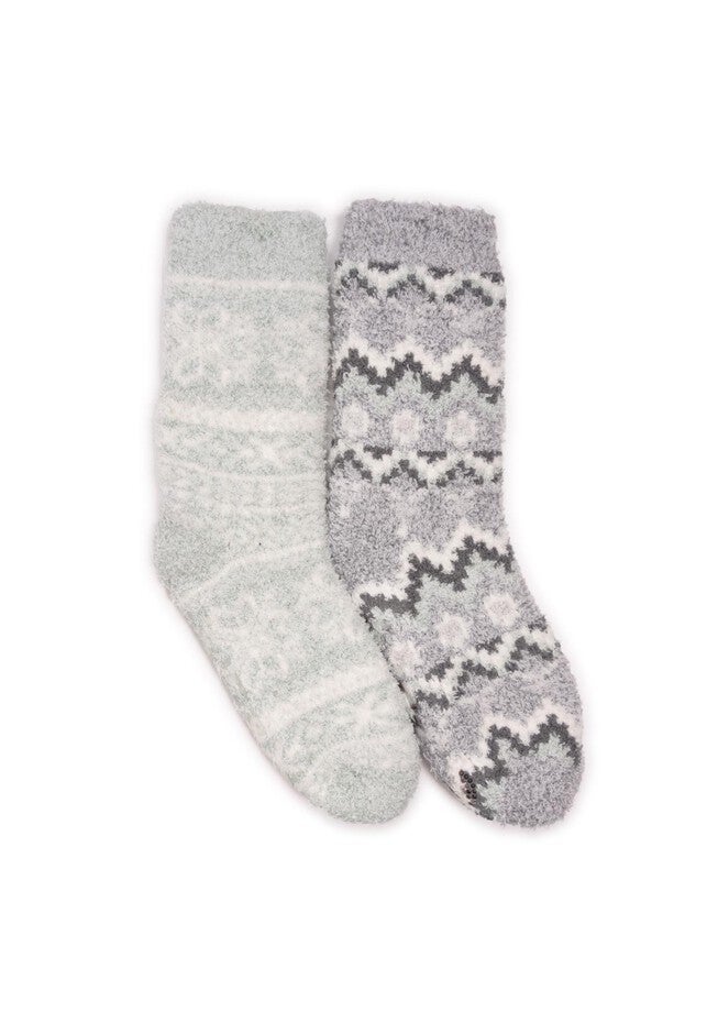 2 Pair Pack Cozy Sherpa Lined Cabin Socks, JADEITE, hi-res image number null