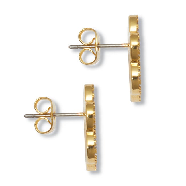 .95 TCW Round Black Cubic Zirconia 14k Yellow Gold-Plated Paw Print Earrings, BLACK, on-hover image number null