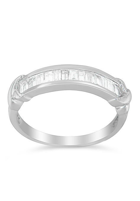 Sterling Silver Baguette Cut Diamond Channel Set Wedding Ring, WHITE, hi-res image number null