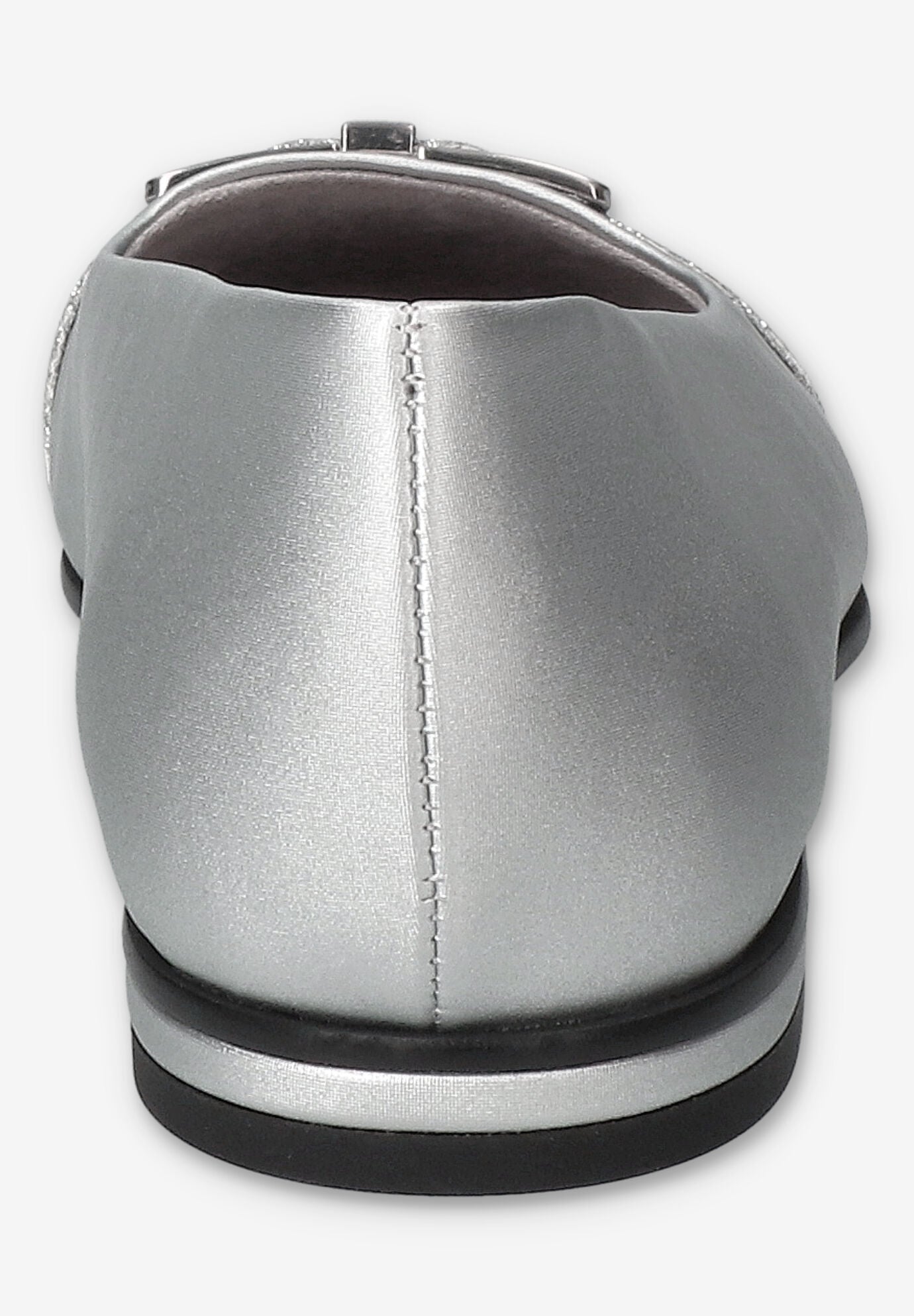 Keely Square Toe Flat, SILVER SATIN, on-hover image number 1