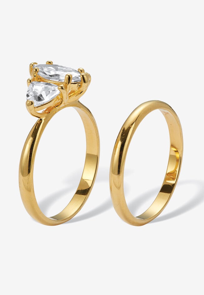 2 Tcw Marquise Cubic Zirconia 14K Yellow Gold-Plated Bridal Ring Set, , on-hover image number 1