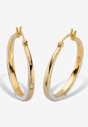 Yellow Gold Plated 2 Sided Round Genuine Diamond Hoop Earrings (31Mm), DIAMOND, hi-res image number null