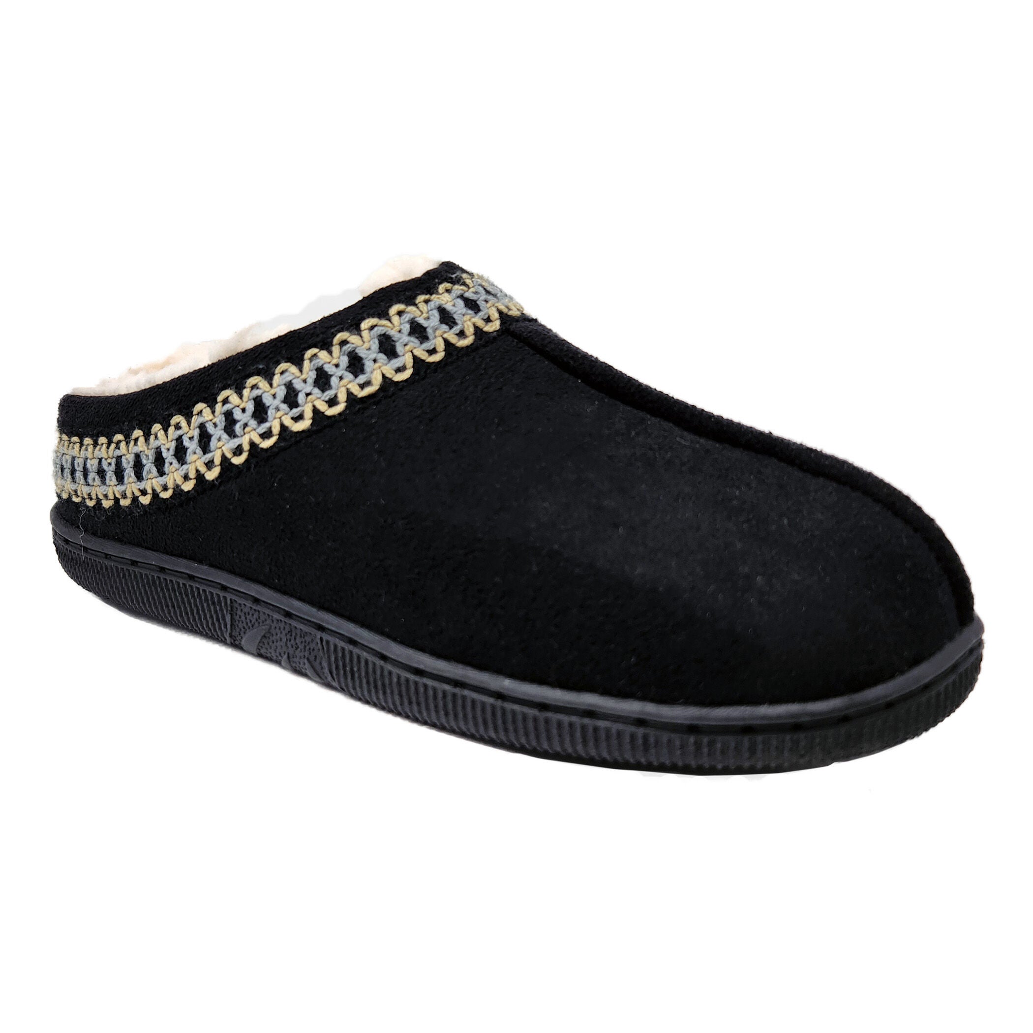 Memory Foam Clog Slipper with Trim, BLACK, hi-res image number 0