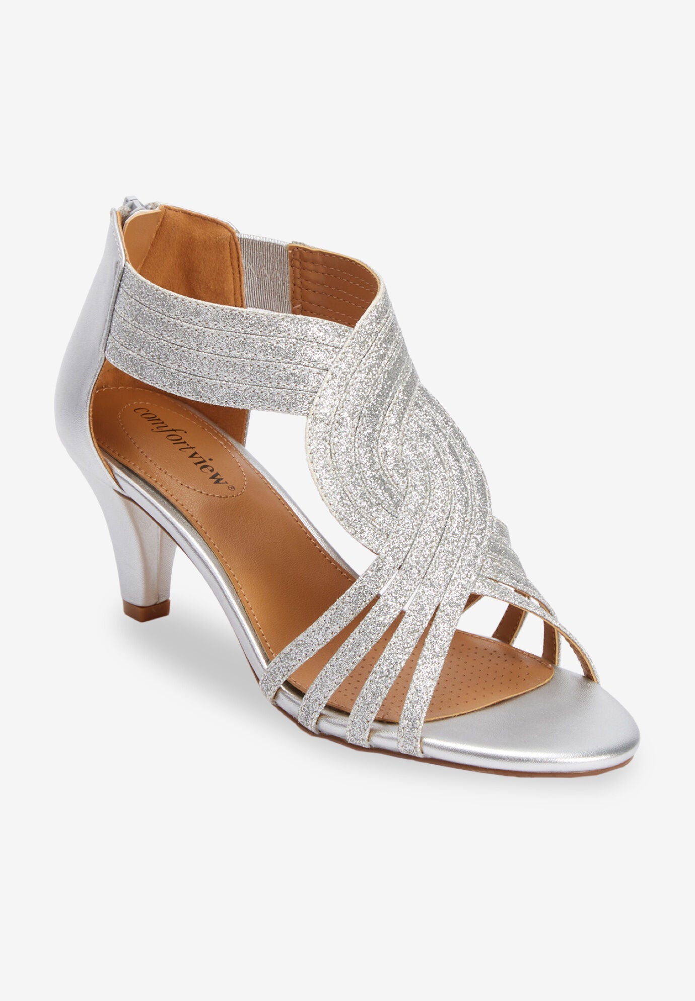 Gold evening shoes wide width best sale
