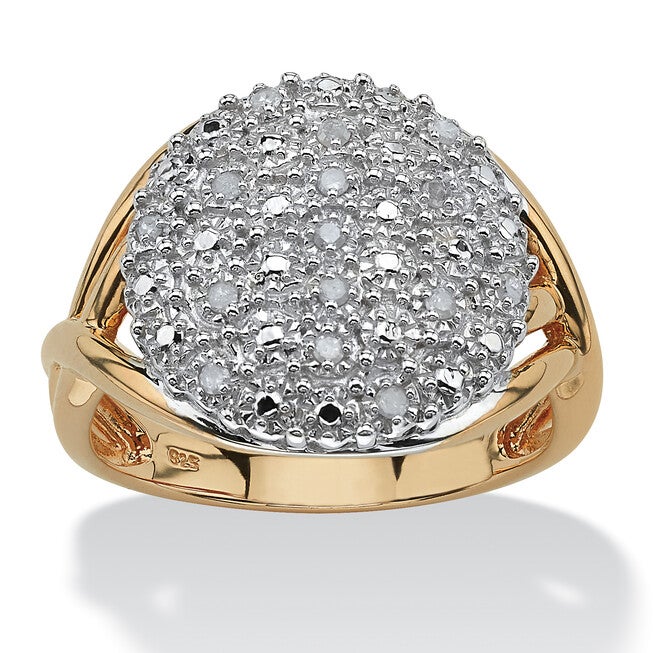 1/6 TCW Round Diamond Pave Gold-Plated Sterling Silver Split-Shank Ring, WHITE, hi-res image number null
