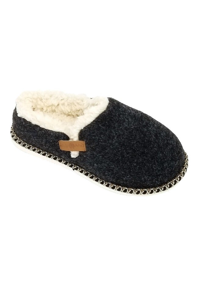 Faux Wool Felted Clog Slippers, BLACK, hi-res image number null