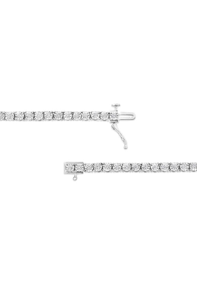 Silver 1.0 Cttw Lab Grown Diamond Illusion-Set Tennis Bracelet - 7.25 inches Inches, , alternate image number null