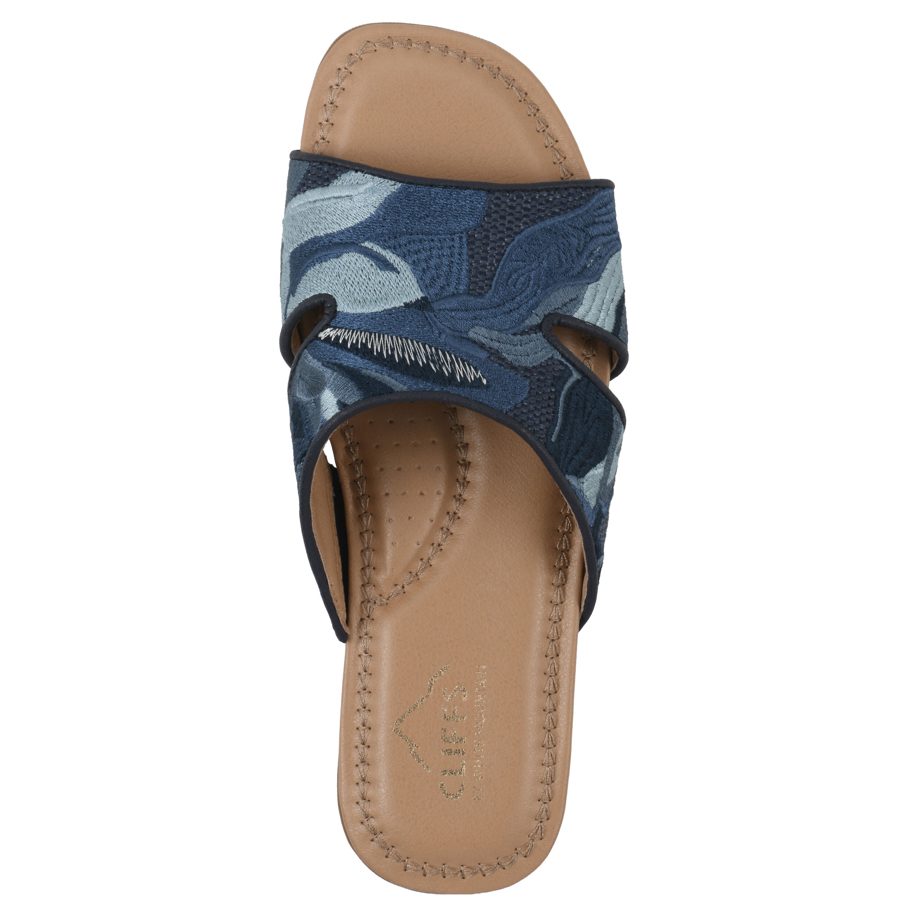 Frankly Slide Sandal, BLUE MULTI RAFFIA, alternate image number 4