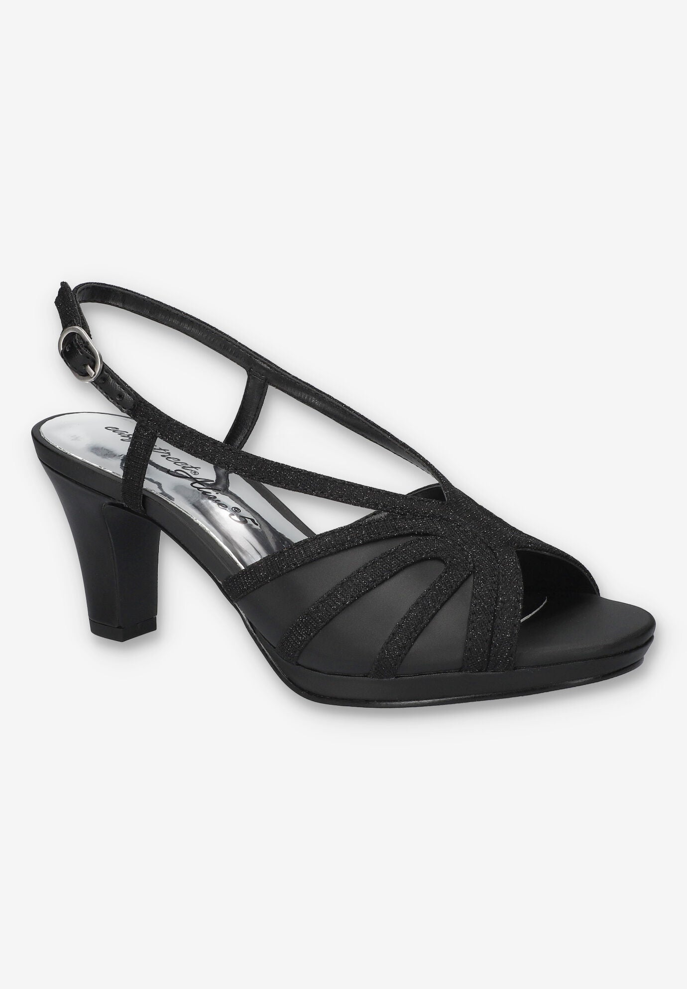 Starlight Heeled Sandals, BLACK SATIN, hi-res image number 0