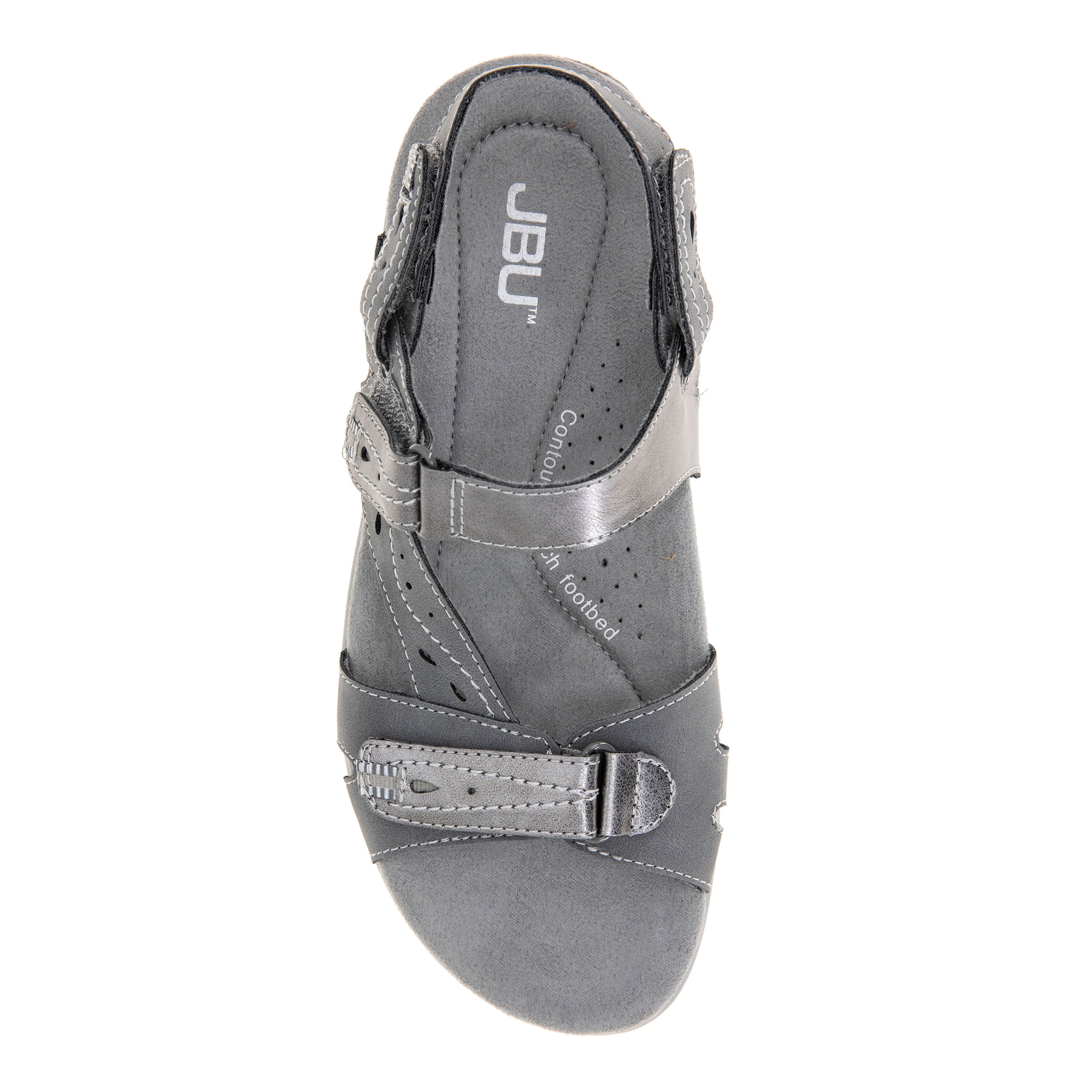 Stephie Vegan Hook and Loop Flat Sandal, CHARCOAL GUNMETAL, alternate image number 4