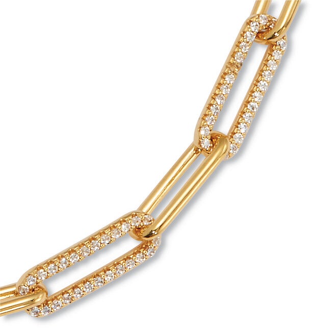 2 TCW Round Cubic Zirconia 18k Yellow Gold-Plated Paperclip Necklace 18-inch, WHITE, on-hover image number null