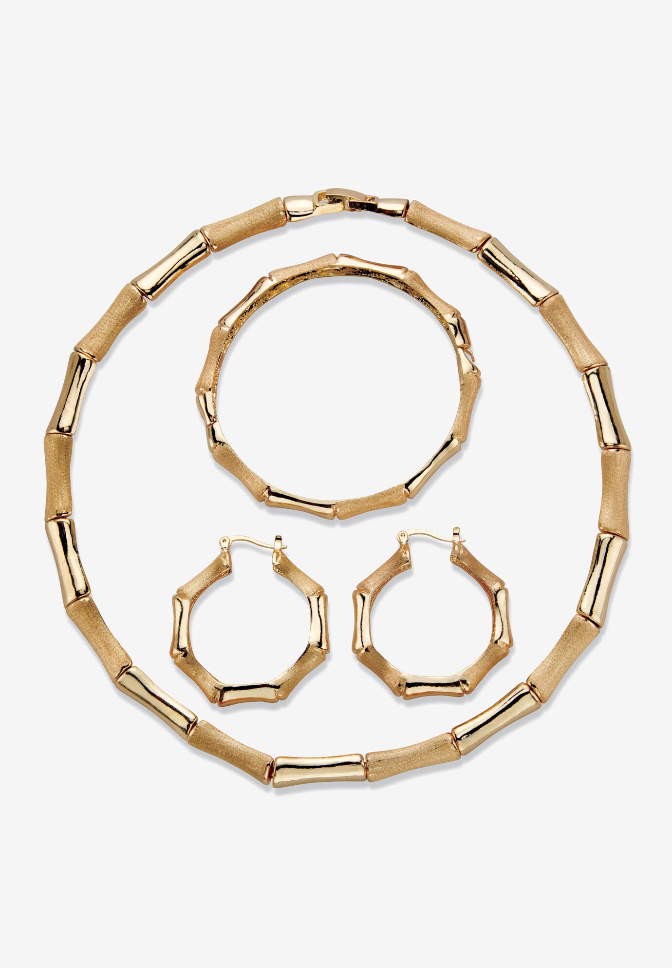 Goldtone Bamboo with 3-Piece Necklace Set, GOLD, hi-res image number 0
