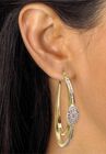 Gold-Plated Double Hoop Earrings with Cubic Zirconia, , alternate image number null