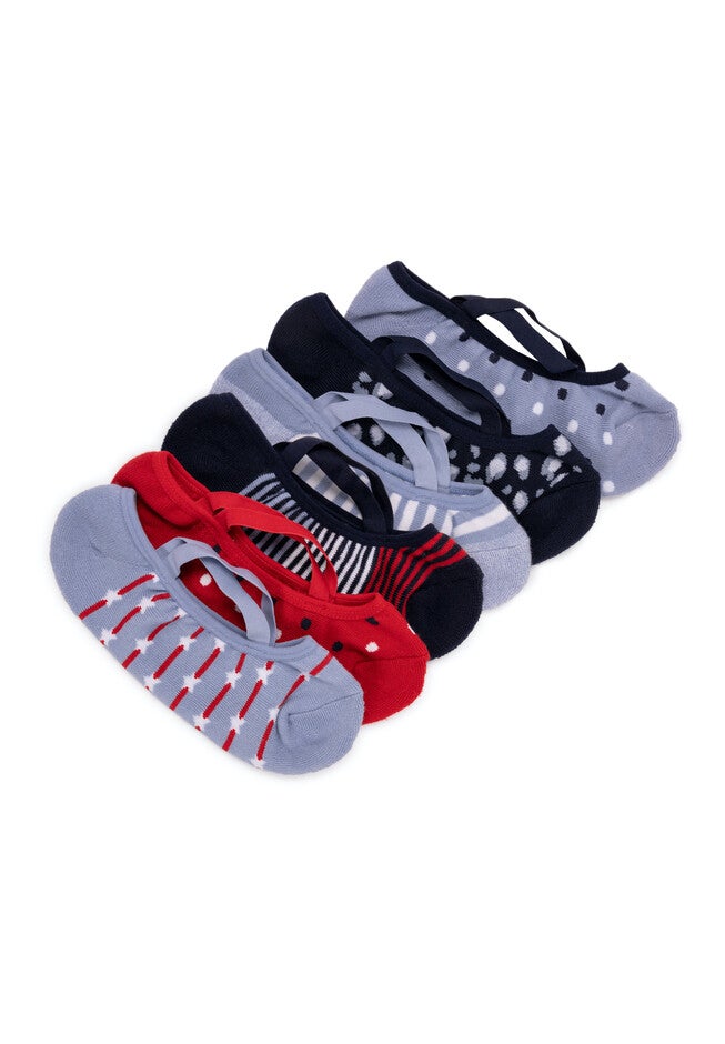 6 Pair Pack Strappy Ballerina Socks, MULTI, hi-res image number null