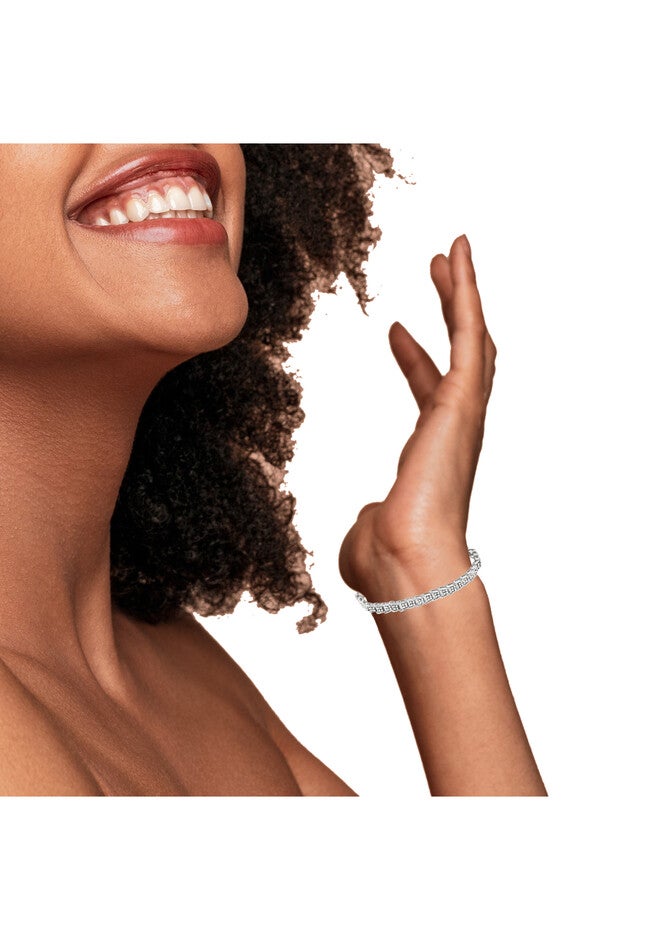 Sterling Silver Diamond Chevron Link Tennis Bracelet, , alternate image number 4