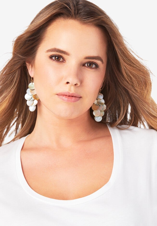 Shell Drop Earrings, NATURAL, hi-res image number null