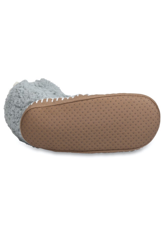 Womens Faux Shearling Slipper Sock With Sidewall Slippers, , alternate image number 4