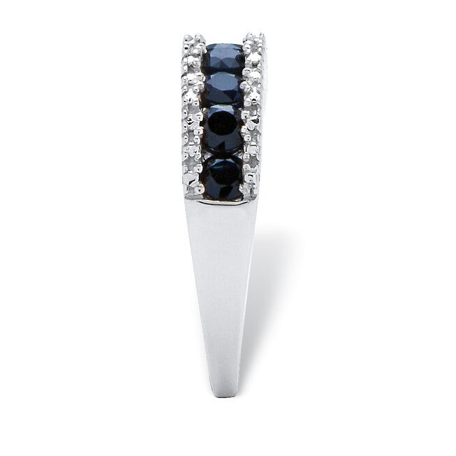 1.06 TCW Sapphire and Diamond Accent Ring in Platinum-plated Sterling Silver, WHITE, on-hover image number null