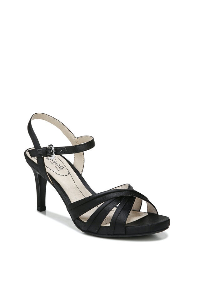 Maebree Heeled Slingback, BLACK SATIN, hi-res image number 0