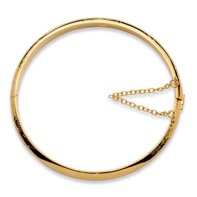 Etched Bangle Bracelet in 18k Yellow Gold Over .925 Sterling Silver 7 inches, GOLD, on-hover image number 1