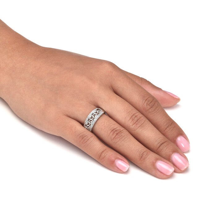 .25 TCW Diamond Sterling Silver Interchanging Heart Promise Ring, WHITE, alternate image number null
