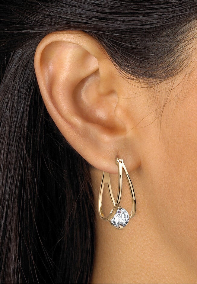 8 Tcw Cubic Zirconia Hoop 2-Pair Earrings Set In Silvertone And Gold-Plated, , alternate image number 2