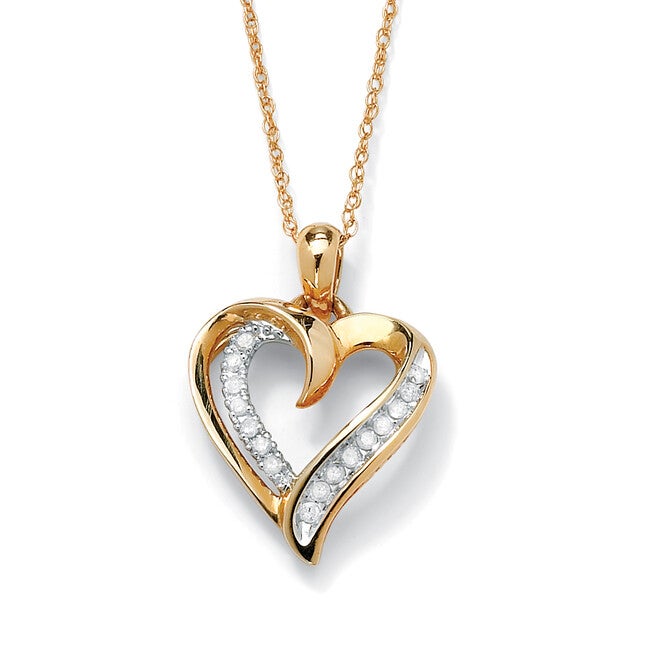 1/10 TCW Round Diamond Heart Pendant Necklace in 10k Gold 18 inches, WHITE, hi-res image number 0