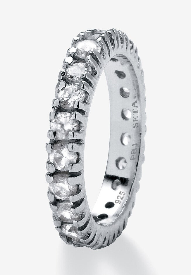 2 Tcw Round Cubic Zirconia Eternity Band In .925 Sterling Silver, , on-hover image number 1