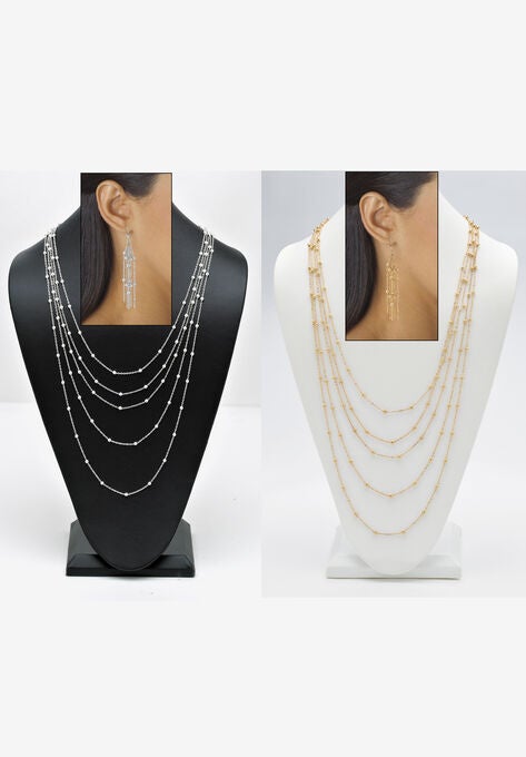 Waterfall Necklace Set, GOLD, hi-res image number null