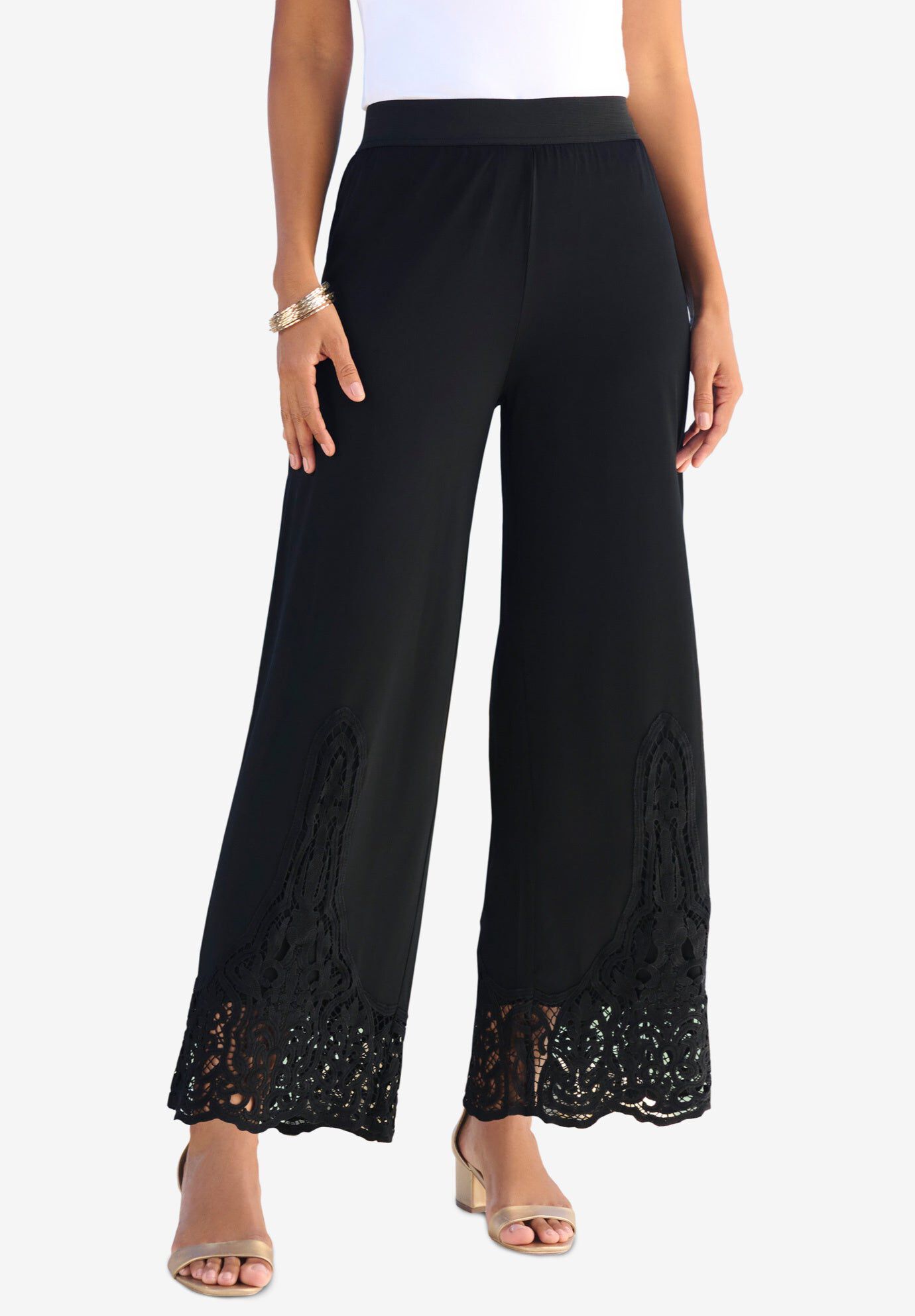 Wide Leg Ultrasmooth&reg; Fabric Lace Pant