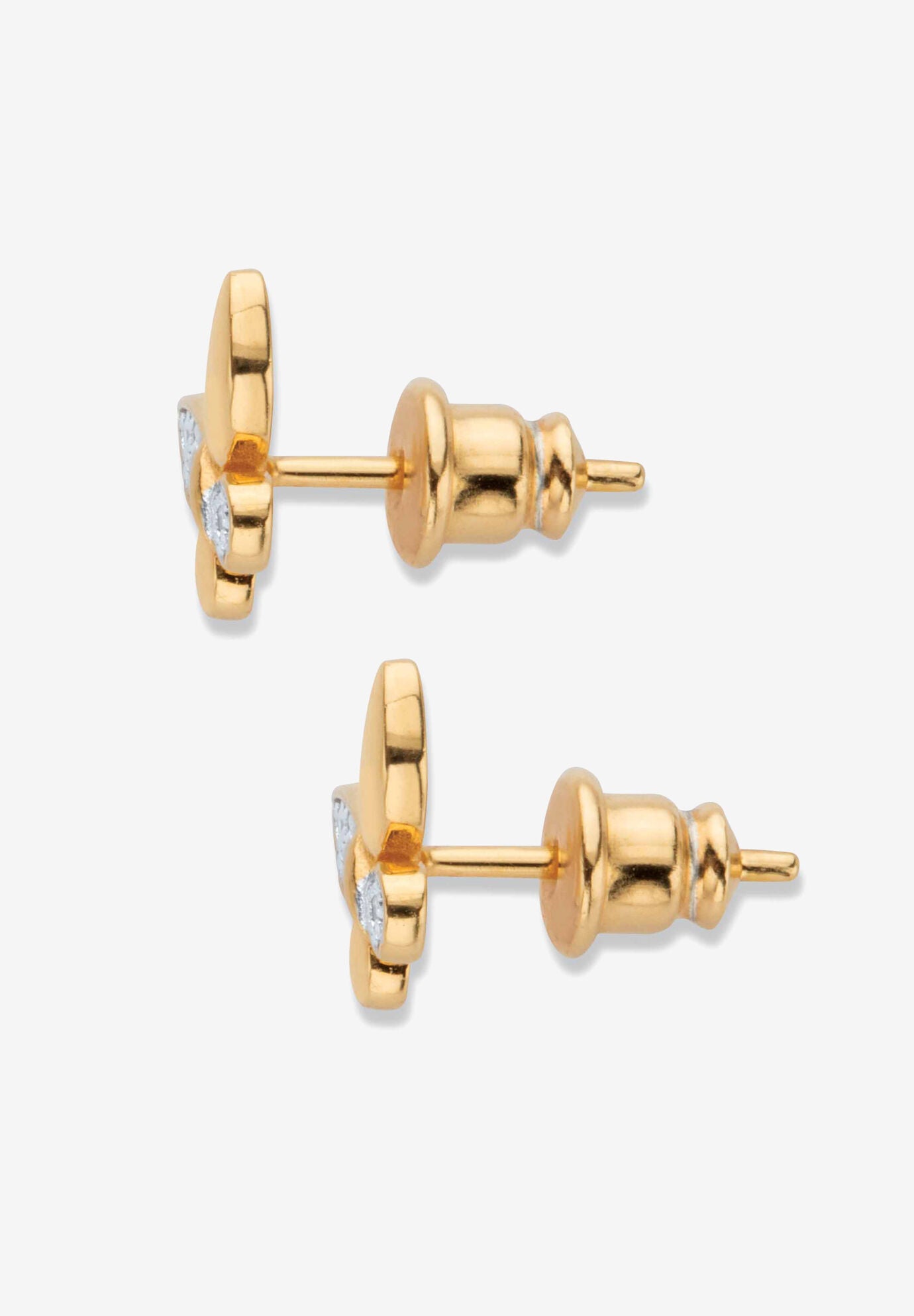 Yellow Gold Plated Genuine Diamond Accent Butterfly Stud Earrings, , on-hover image number 1