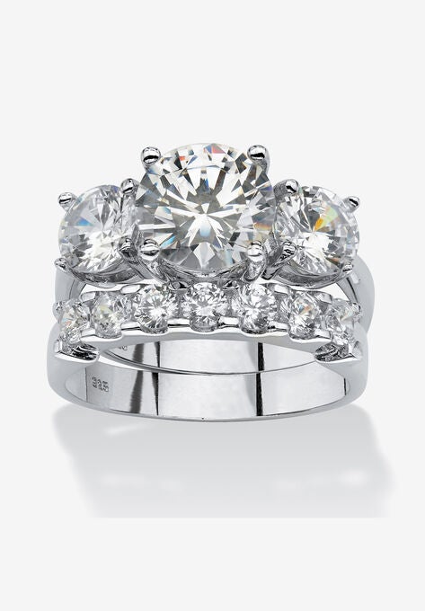 2 Piece 5.66 Tcw Cz Bridal Ring Set In Platinum-Plated Sterling Silver, PLATINUM, hi-res image number null