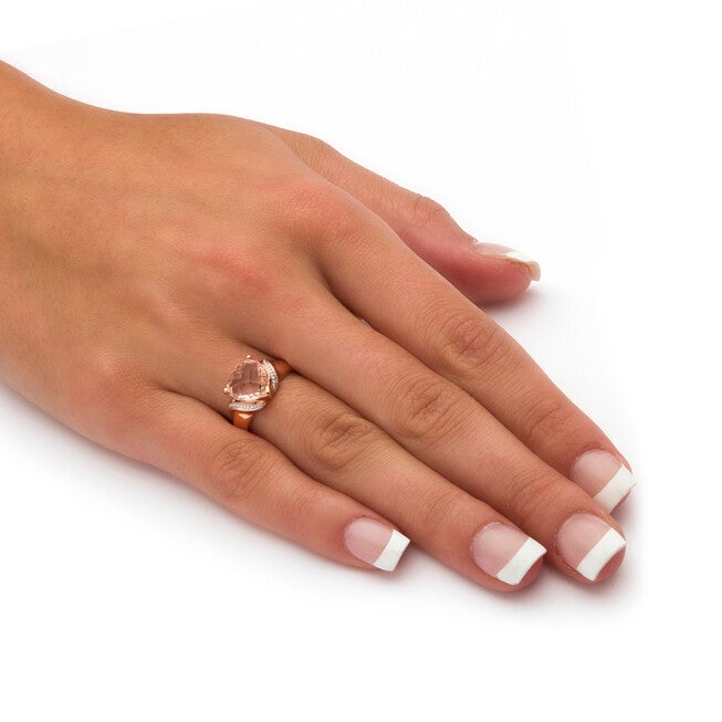 2.25 TCW Heart Cut Simulated Morganite Rose Gold-Plated Sterling Silver Ring, PINK, alternate image number 2