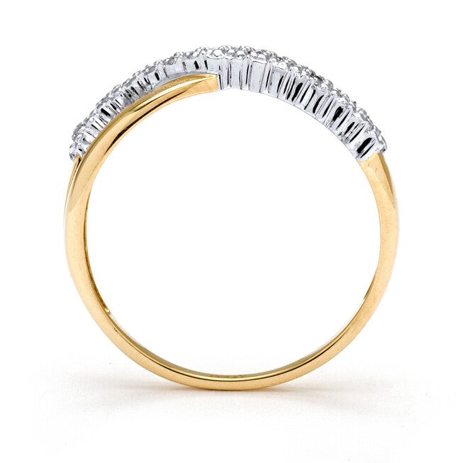 3/8 TCW Diamond Accent Solid 10k Yellow Gold Crossover Ring, WHITE, on-hover image number null