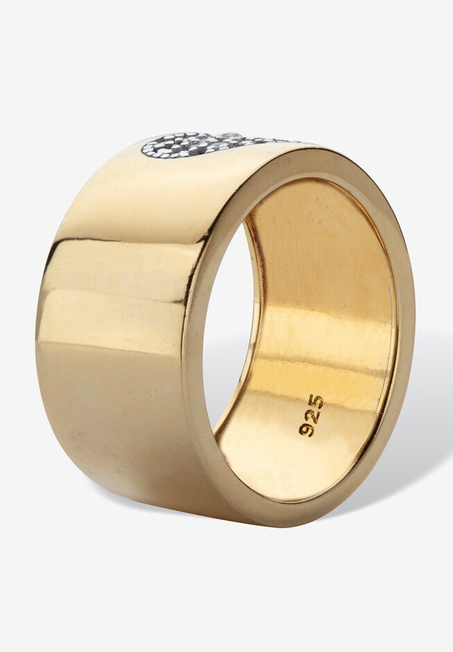 Yellow Gold Plated Genuine Diamond Ring (1/10 Cttw) (Hi Color, I3-I4 Clarity), , on-hover image number null