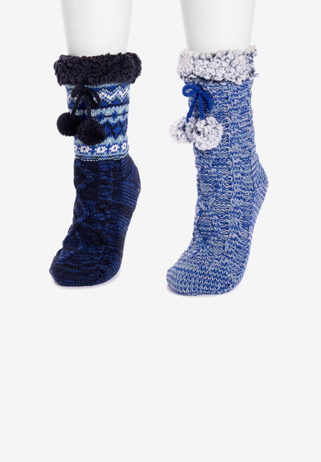 2-Pair Tall Pom Cabin Socks, , alternate image number null
