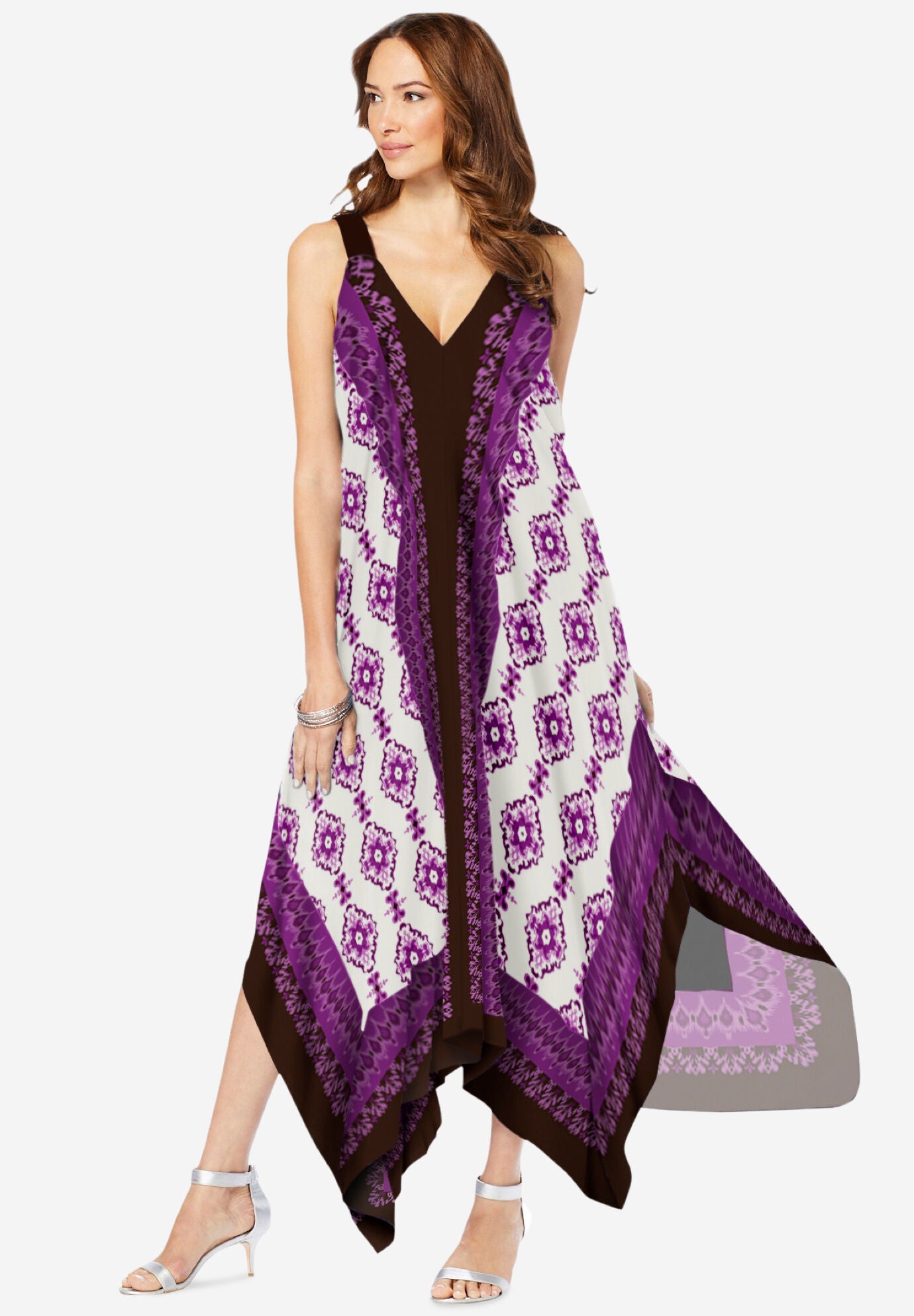 Scarf-Print Maxi Dress, CHOCOLATE SCARF PRINT, hi-res image number 0