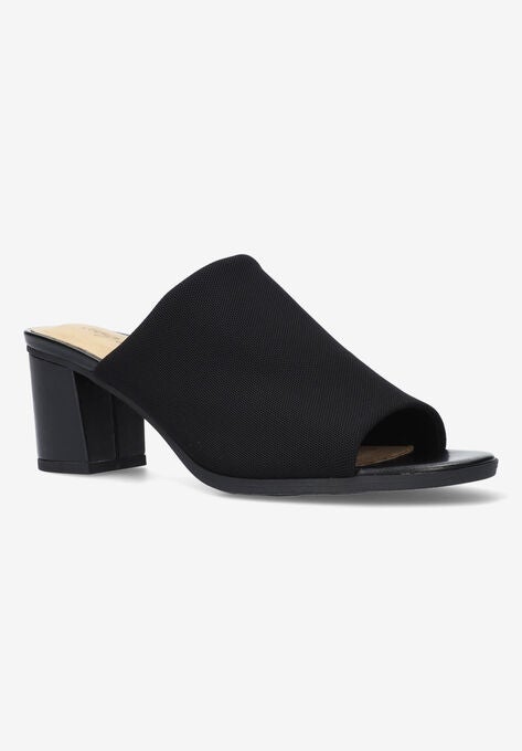 Carmella Mules, BLACK STRETCH FABRIC, hi-res image number null