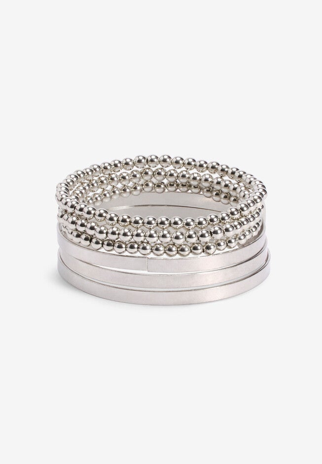 Bangle Bracelet Set, SILVER, hi-res image number 0