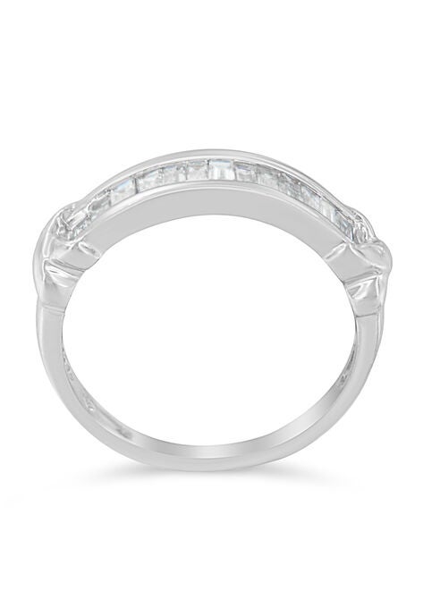 Sterling Silver Baguette Cut Diamond Channel Set Wedding Ring, , on-hover image number null